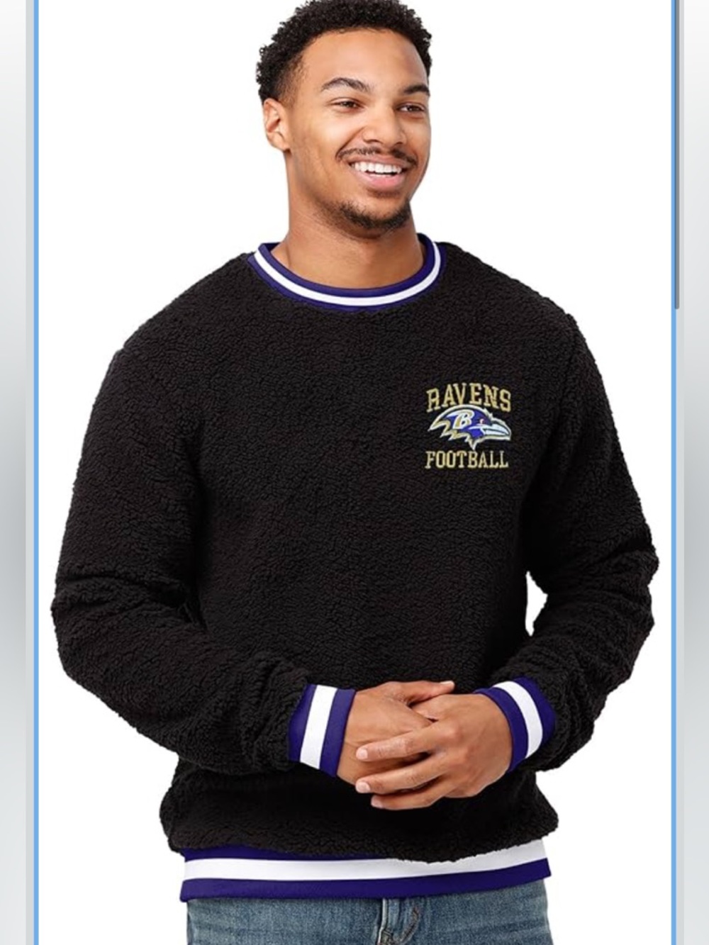 Men’s Black Sherpa Ravens Crewneck Pullover